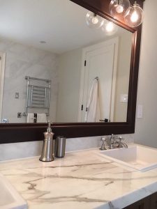Milman's Toronto bathroom renovation project, featuring vanity and marble countertop