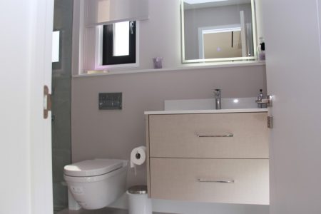 Toronto bathroom renovation featuring floating vanity installed by Milman Design Build