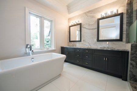 Toronto modern bathroom renovation project with luxury fittings