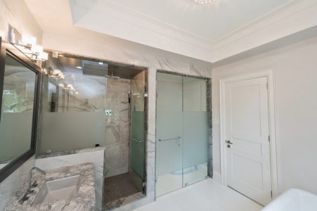 bathroom renovation featuring glass shower enclosure