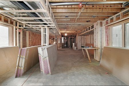 Toronto commercial renovation featuring showroom renovation and framing in process by Milman Design build