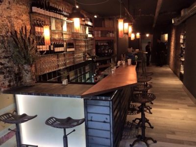 Toronto Restaurant Timna has renovated their BAR with a wall mount liquor shelf with the help of Milman Design Build.