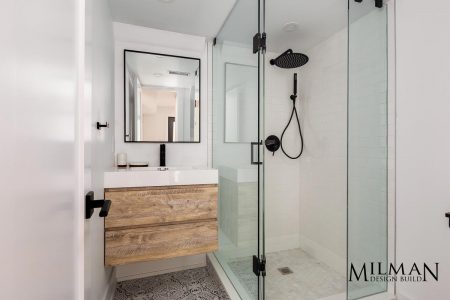 Toronto bathroom renovations by Milman showcasing standing shower
