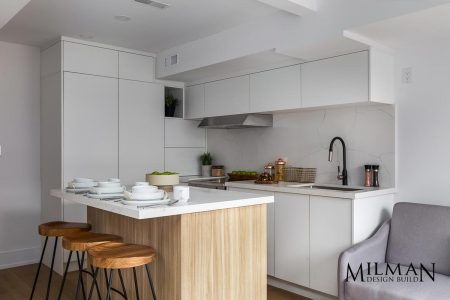Toronto Kitchen Renovation Project by Milman Design Build Featuring Open Concept Kitchen with Stainless Steel Appliances & Lots of Natural Light