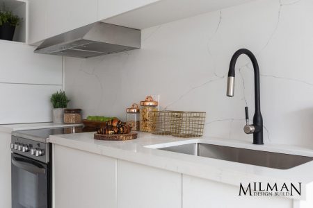 Toronto Laneway Suite by Milman Design Build; Featuring Interior Kitchen with Stainless Steel Appliances